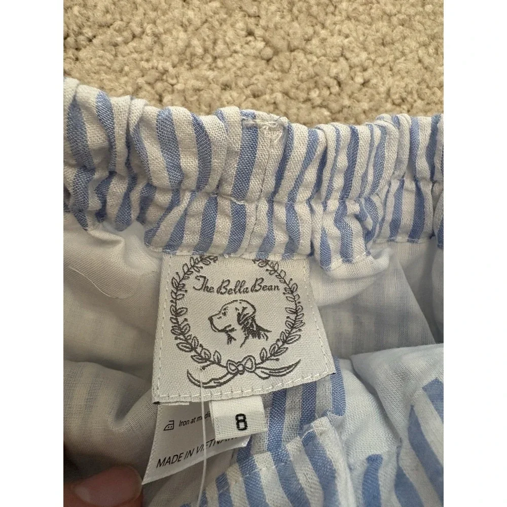 New Bella Bean Striped Seersucker Shorts Blue Size 8
